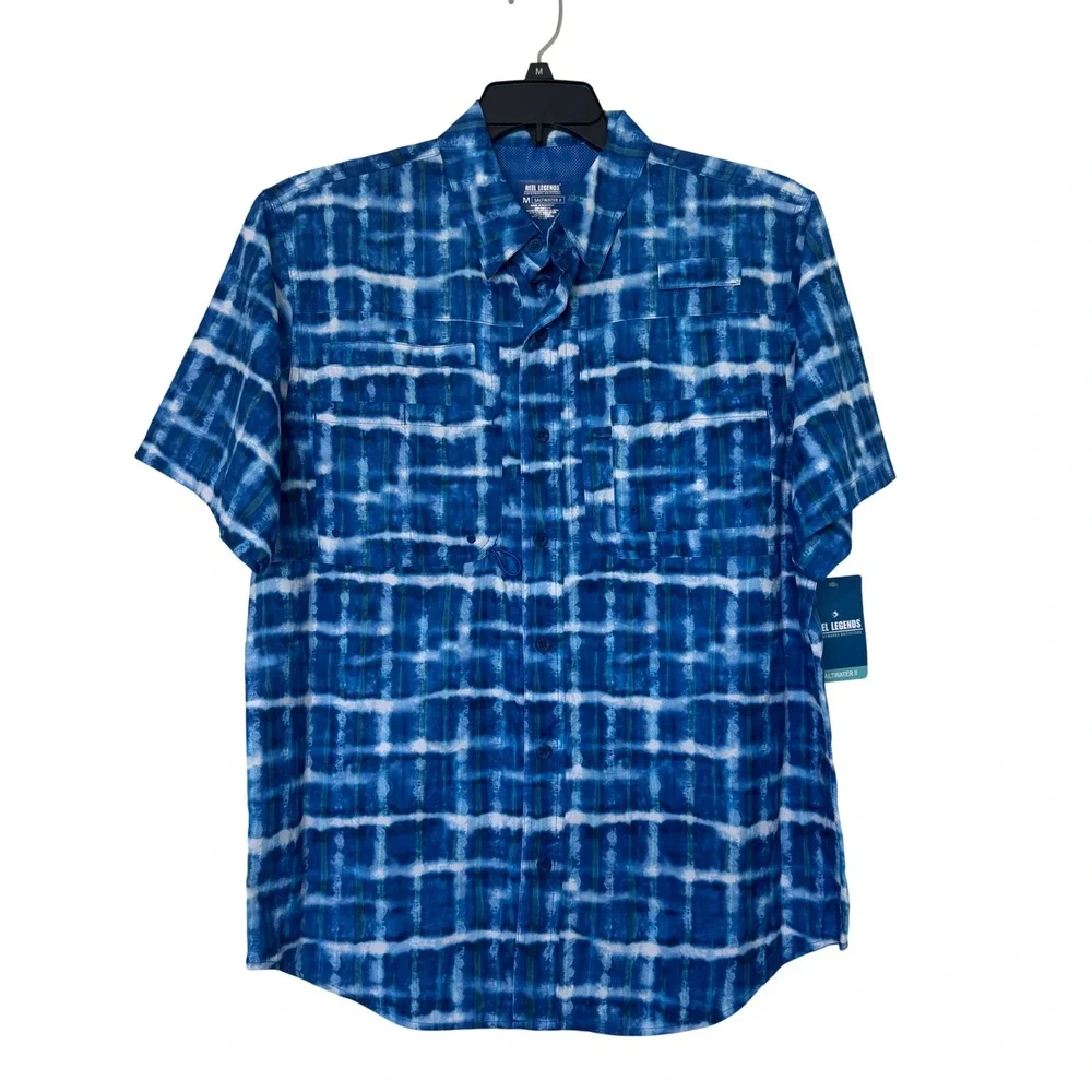 Lot‎ of 3 Reel Legends Saltwater II Fishing Shirts Mens Medium Blue UPF 50 NWT
